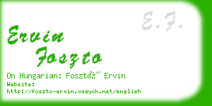 ervin foszto business card